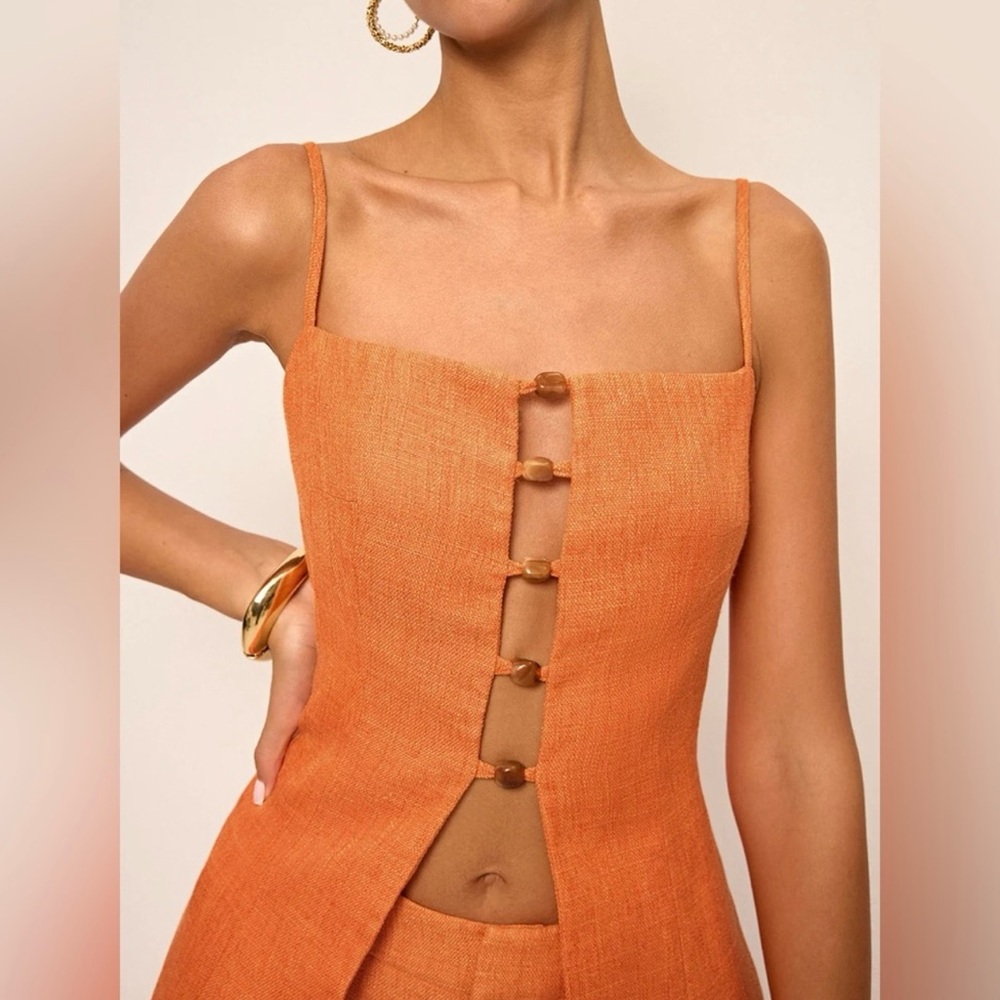 Commense Cut-out Cami Top and Short Set in Orange